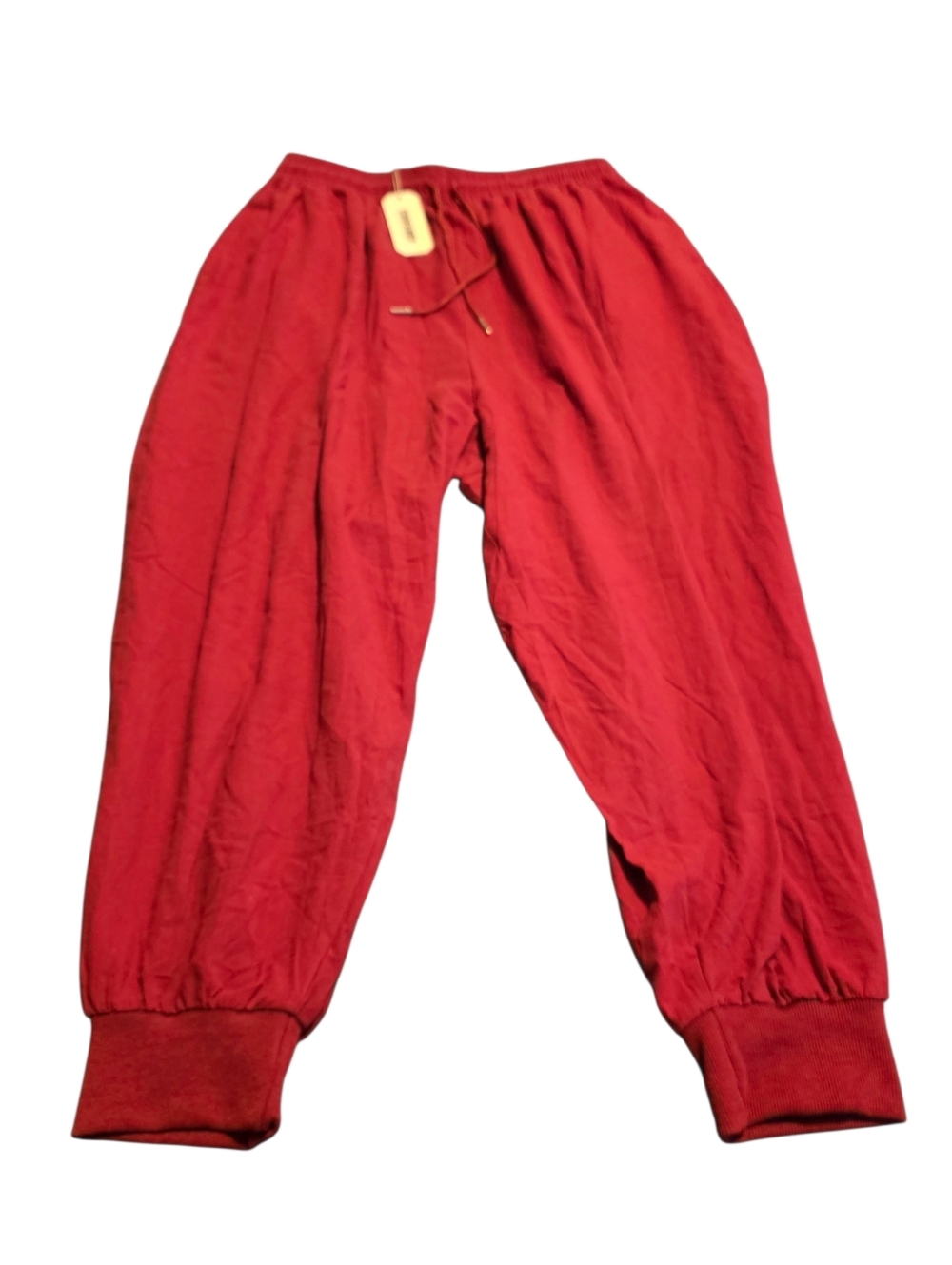 Coofandy NWT Red 100% Cotton Lightweight Cuffed Drawstring Baggy Joggers Sz M